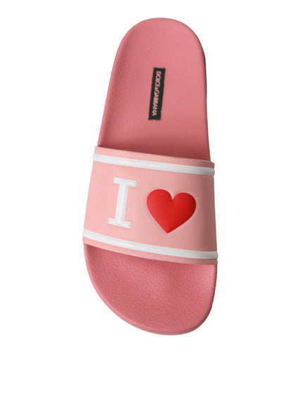 Dolce & Gabbana Pink Leather Slides Beachwear Flats Shoes - Ellie Belle