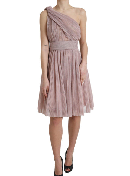 Dolce & Gabbana Pink One-Shoulder Pleated Dress - Ellie Belle