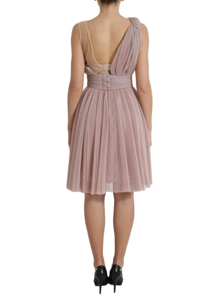 Dolce & Gabbana Pink One-Shoulder Pleated Dress - Ellie Belle