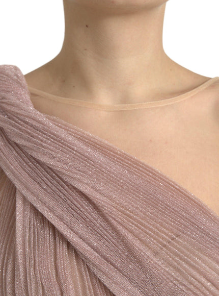 Dolce & Gabbana Pink One-Shoulder Pleated Dress - Ellie Belle