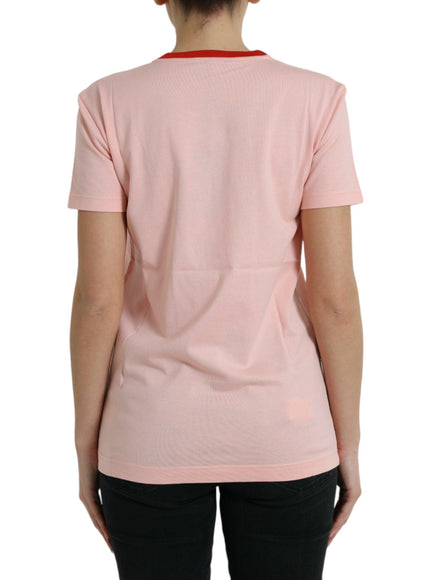 Dolce & Gabbana Pink Sacred Heart Cotton Crew Neck T-shirt - Ellie Belle