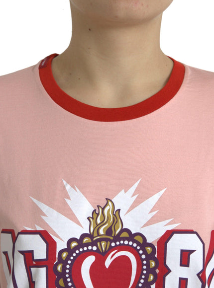 Dolce & Gabbana Pink Sacred Heart Cotton Crew Neck T-shirt - Ellie Belle