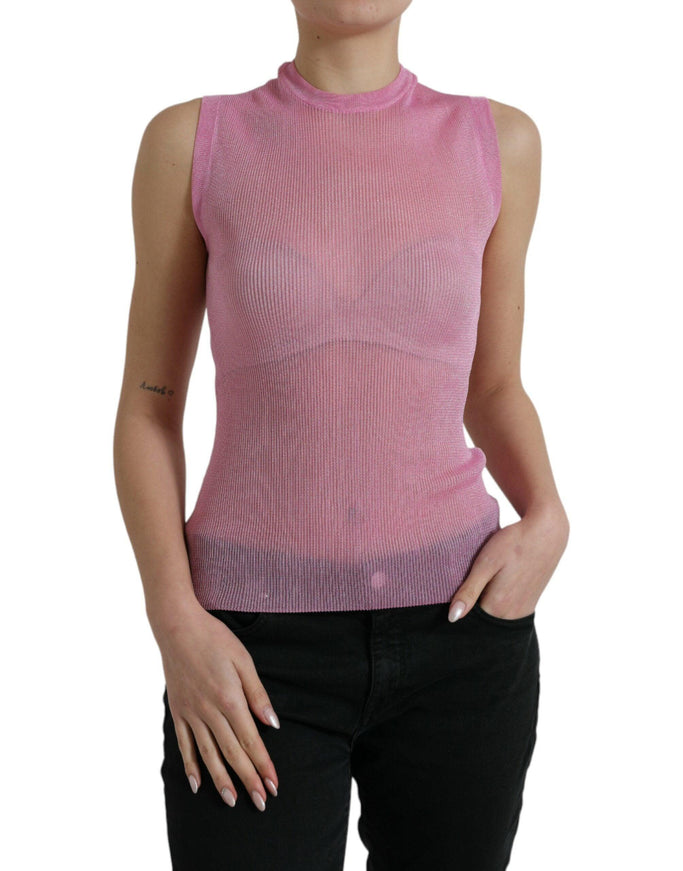 Dolce & Gabbana Pink See Through Crewneck Sleeveless Tank Top - Ellie Belle