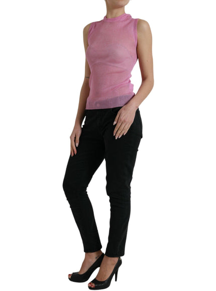 Dolce & Gabbana Pink See Through Crewneck Sleeveless Tank Top - Ellie Belle