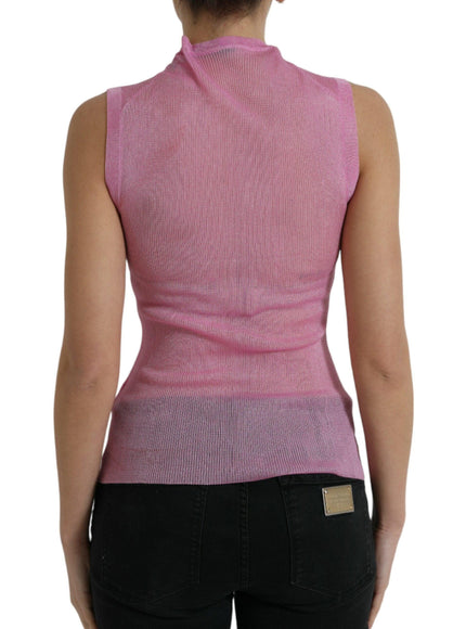 Dolce & Gabbana Pink See Through Crewneck Sleeveless Tank Top - Ellie Belle