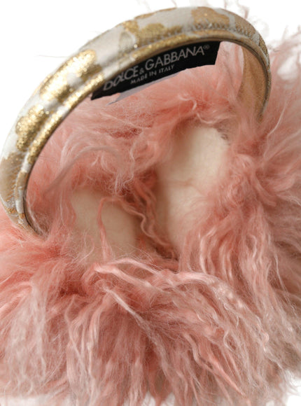 Dolce & Gabbana Pink Shearling Fur Winter Warmer Headband Ear Muffs - Ellie Belle
