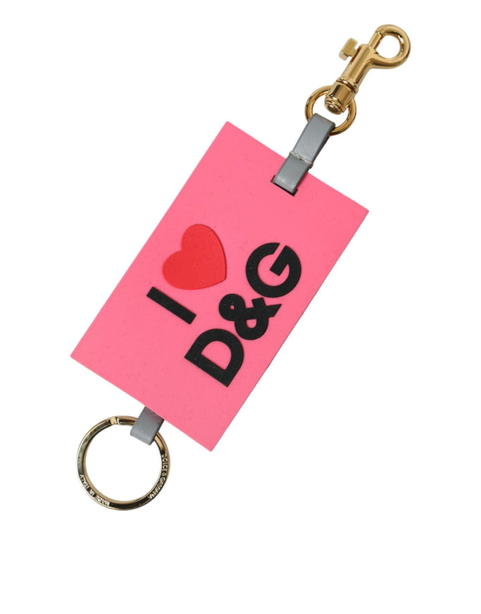 Dolce & Gabbana Pink Silicone DG Logo Gold Brass Keychain - Ellie Belle