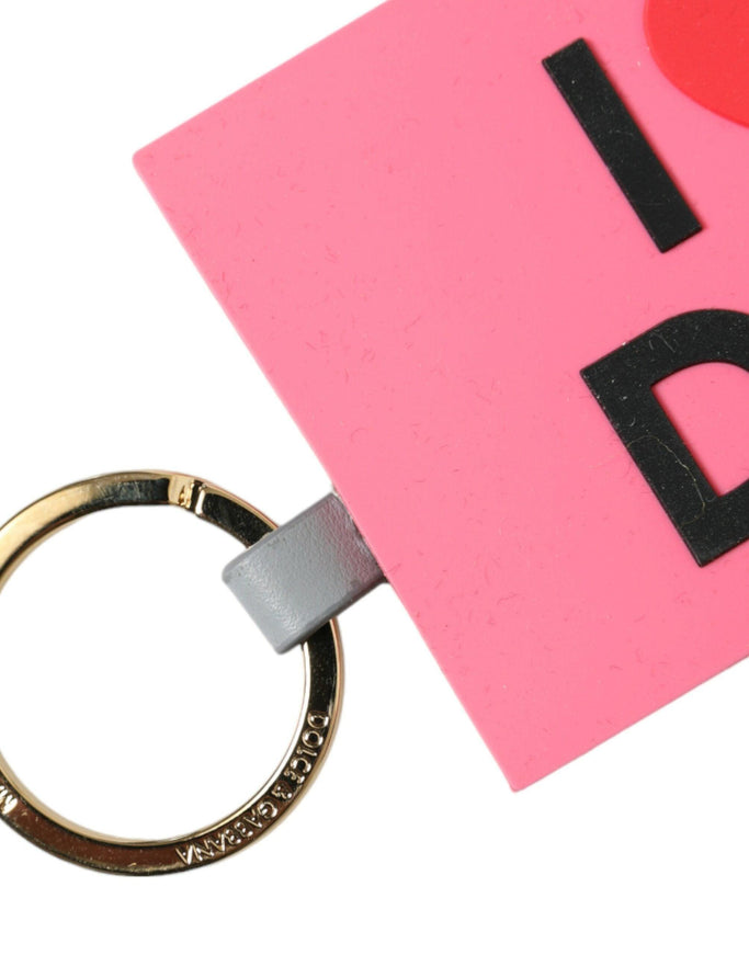 Dolce & Gabbana Pink Silicone DG Logo Gold Brass Keychain - Ellie Belle