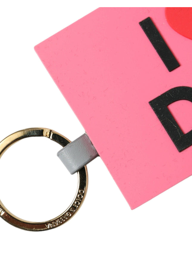 Dolce & Gabbana Pink Silicone DG Logo Gold Brass Keychain - Ellie Belle