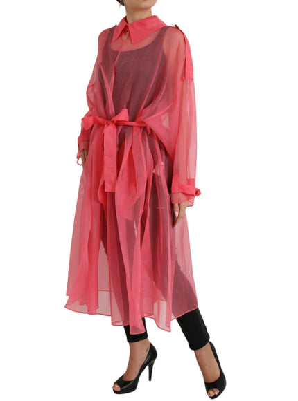 Dolce & Gabbana Pink Silk Long Topper Jacket - Ellie Belle