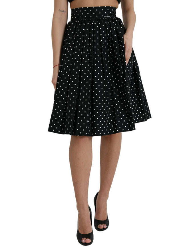 Dolce & Gabbana Polka Dot Pleated Knee-Length Couture Skirt - Ellie Belle