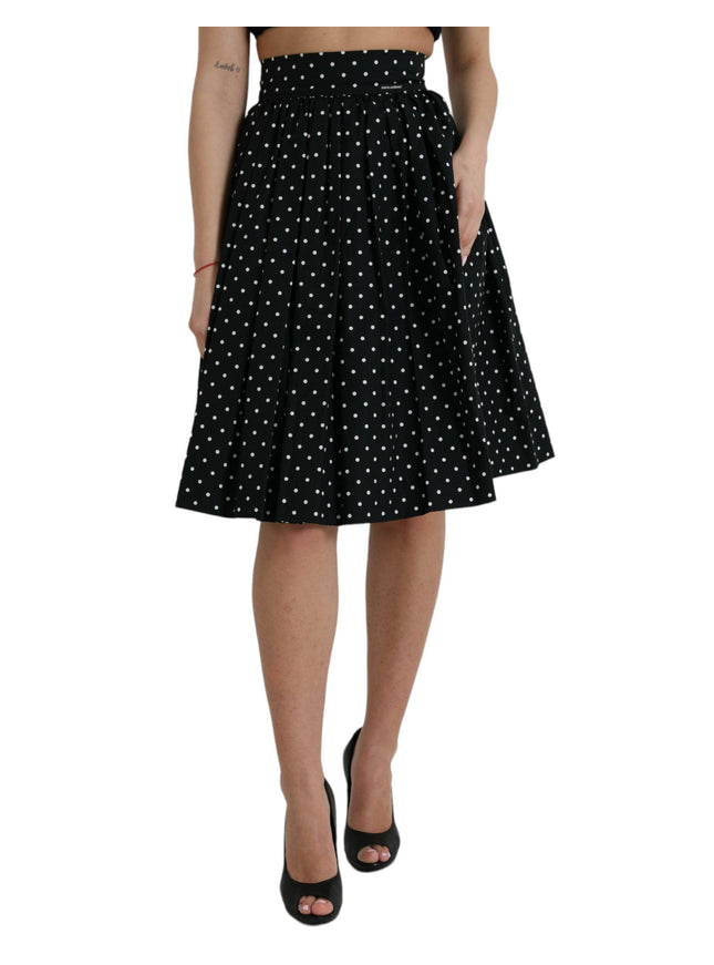 Dolce & Gabbana Polka Dot Pleated Knee-Length Couture Skirt - Ellie Belle