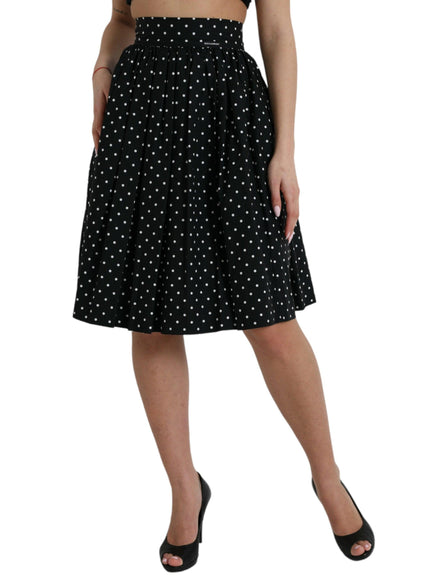 Dolce & Gabbana Polka Dot Pleated Knee-Length Couture Skirt - Ellie Belle