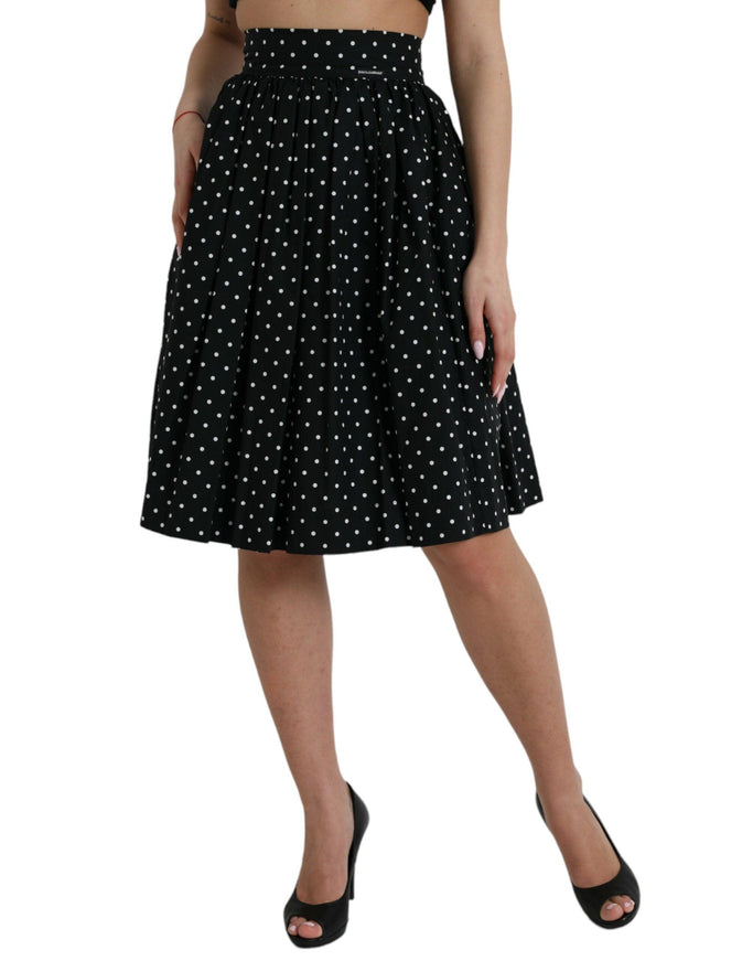 Dolce & Gabbana Polka Dot Pleated Knee-Length Couture Skirt - Ellie Belle