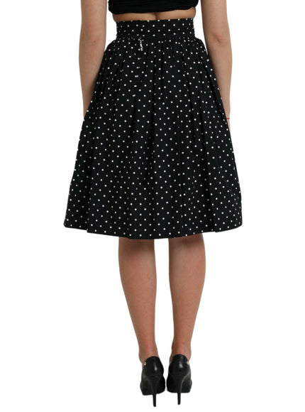 Dolce & Gabbana Polka Dot Pleated Knee-Length Couture Skirt - Ellie Belle