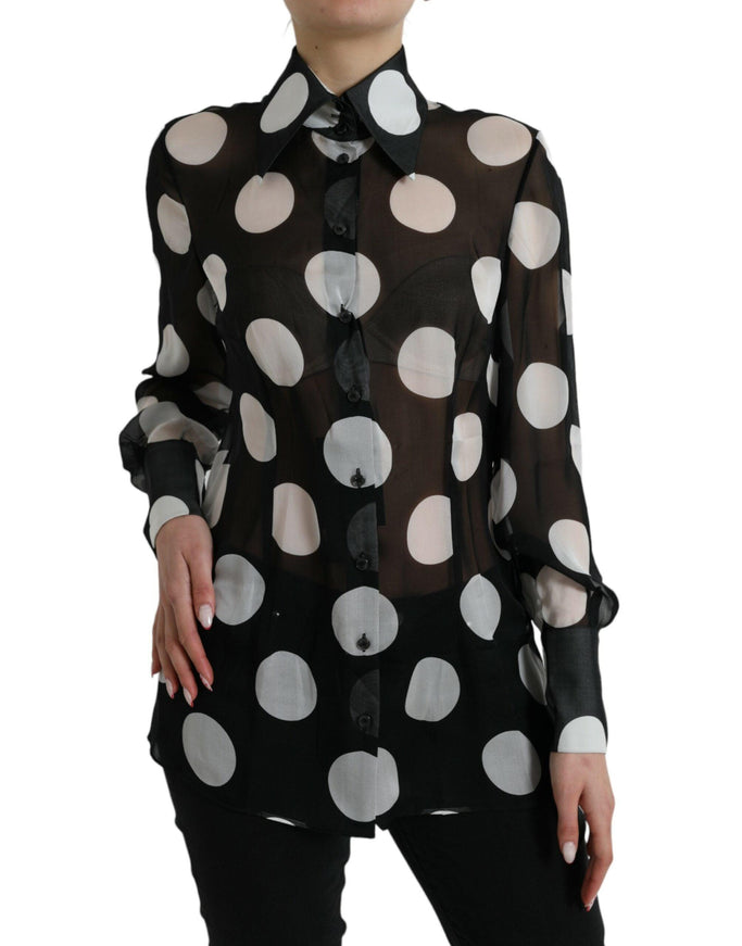 Dolce & Gabbana Polka Dot Sheer Chiffon Shirt - Ellie Belle