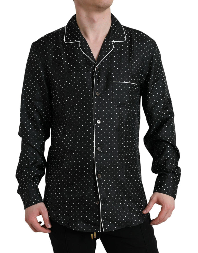 Dolce & Gabbana Polka Dot Silk Long Sleeve Pajama Shirt - Ellie Belle