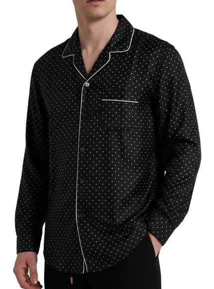 Dolce & Gabbana Polka Dot Silk Long Sleeve Pajama Shirt