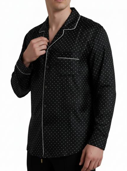 Dolce & Gabbana Polka Dot Silk Long Sleeve Pajama Shirt