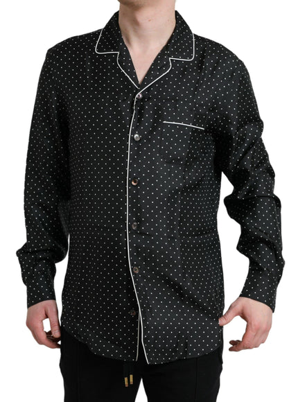 Dolce & Gabbana Polka Dot Silk Long Sleeve Pajama Shirt - Ellie Belle