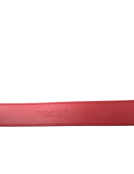 Dolce & Gabbana Red Calf Leather Silver Metal Buckle Belt - Ellie Belle