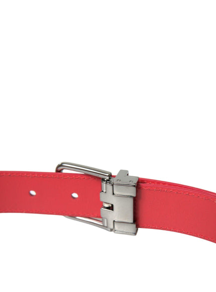 Dolce & Gabbana Red Calf Leather Silver Metal Buckle Belt - Ellie Belle