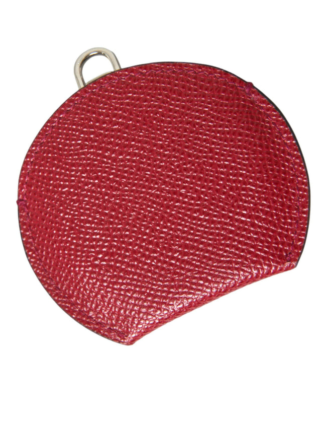 Dolce & Gabbana Red Calfskin Leather Round Logo Hand Mirror Holder - Ellie Belle