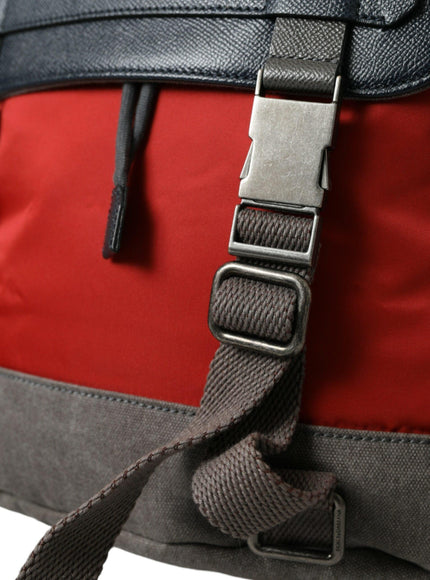 Dolce & Gabbana Red Gray Nylon Leather Rucksack Backpack Bag - Ellie Belle
