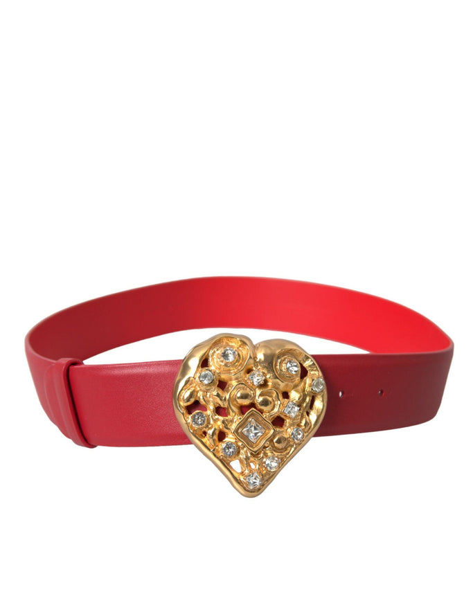 Dolce & Gabbana Red Leather Metal Buckle Belt - Ellie Belle