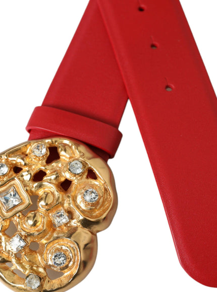 Dolce & Gabbana Red Leather Metal Buckle Belt - Ellie Belle