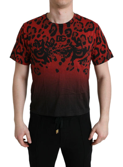 Dolce & Gabbana Red Leopard Cotton Short Sleeves T-shirt - Ellie Belle