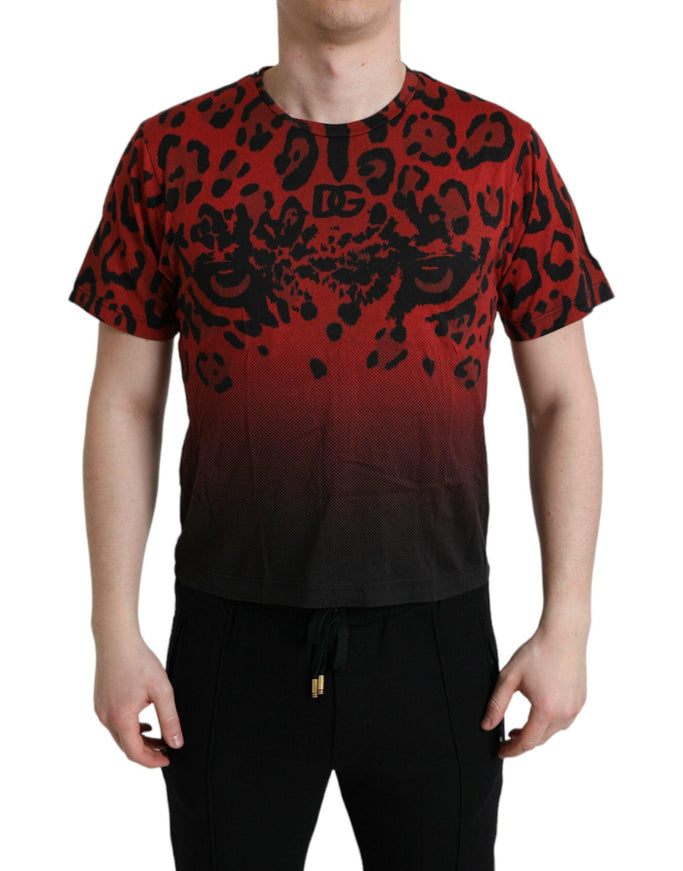 Dolce & Gabbana Red Leopard Cotton Short Sleeves T-shirt - Ellie Belle