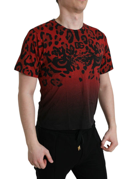 Dolce & Gabbana Red Leopard Cotton Short Sleeves T-shirt - Ellie Belle