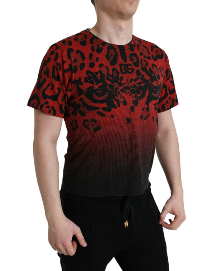 Dolce & Gabbana Red Leopard Cotton Short Sleeves T-shirt - Ellie Belle