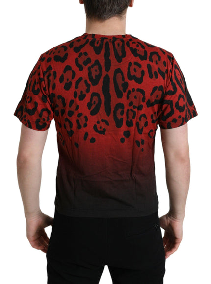 Dolce & Gabbana Red Leopard Cotton Short Sleeves T-shirt - Ellie Belle