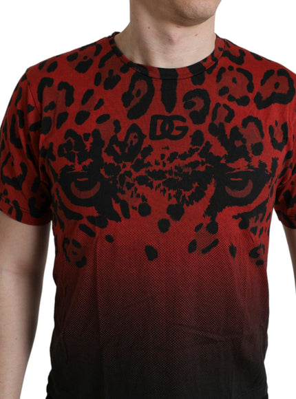 Dolce & Gabbana Red Leopard Cotton Short Sleeves T-shirt - Ellie Belle