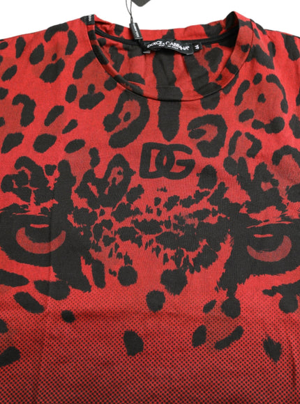 Dolce & Gabbana Red Leopard Cotton Short Sleeves T-shirt - Ellie Belle