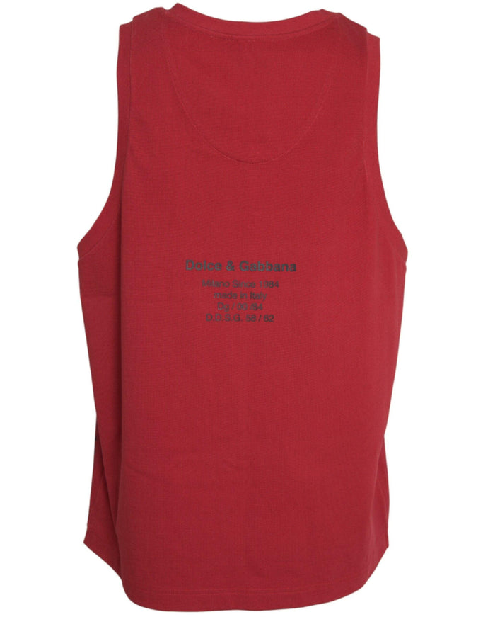 Dolce & Gabbana Red Leopard Print Sleeveless Tank T-shirt - Ellie Belle