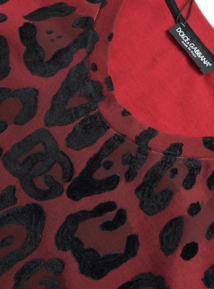 Dolce & Gabbana Red Leopard Print Sleeveless Tank T-shirt - Ellie Belle