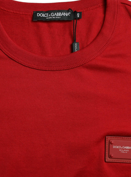 Dolce & Gabbana Red Logo Plaque ShortSleeve Crewneck T-shirt - Ellie Belle