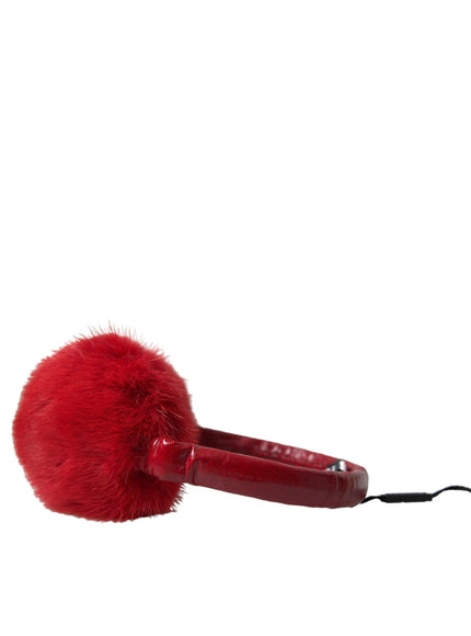 Dolce & Gabbana Red Mink Fur Winter Warmer Headband Ear Muffs - Ellie Belle