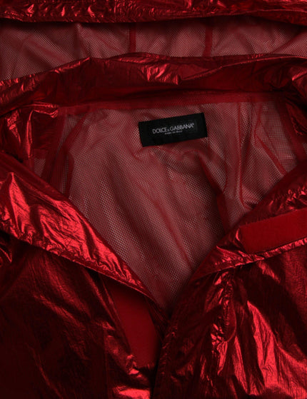 Dolce & Gabbana Red Nylon Hooded Pullover Jacket - Ellie Belle