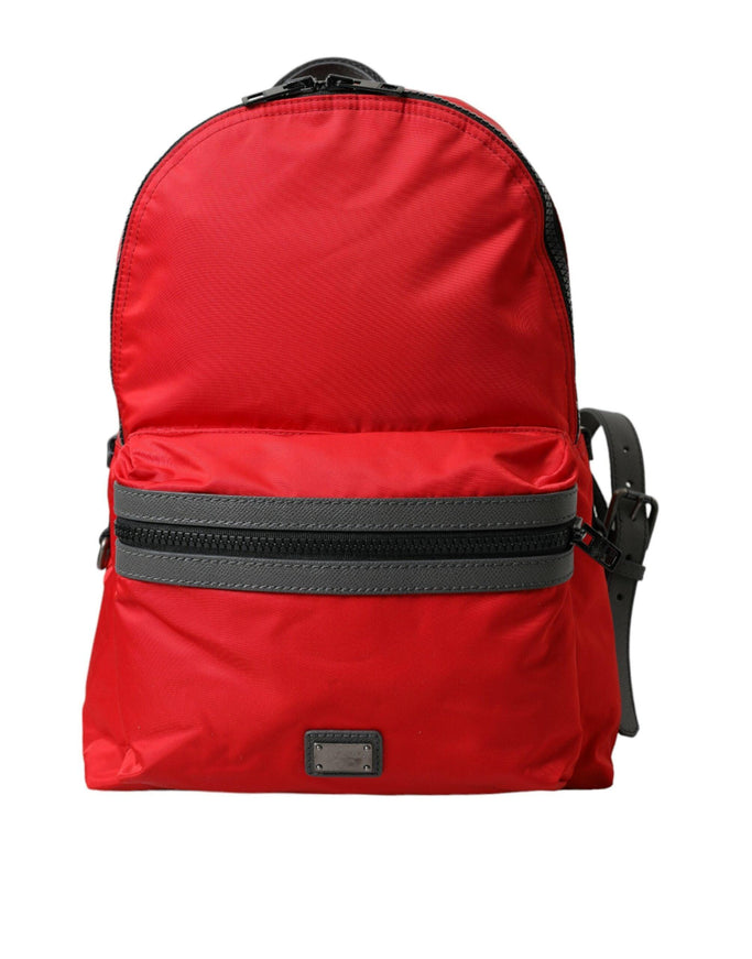 Dolce & Gabbana Red Nylon Leather DG Logo School Backpack Bag - Ellie Belle