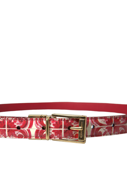 Dolce & Gabbana Red Sicily Leather Gold Metal Buckle Belt - Ellie Belle