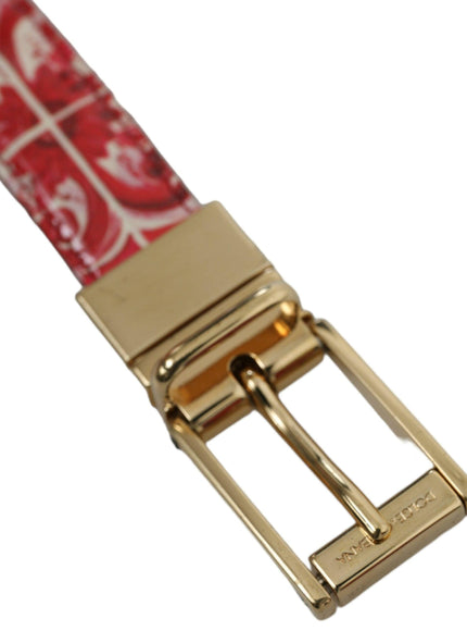 Dolce & Gabbana Red Sicily Leather Gold Metal Buckle Belt - Ellie Belle