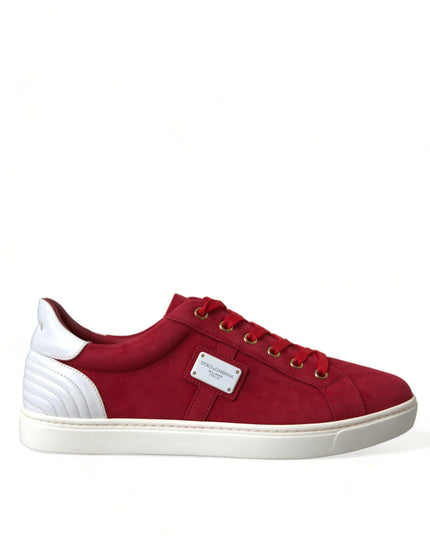 Dolce & Gabbana Red Suede Leather Low Top Sneakers Shoes - Ellie Belle