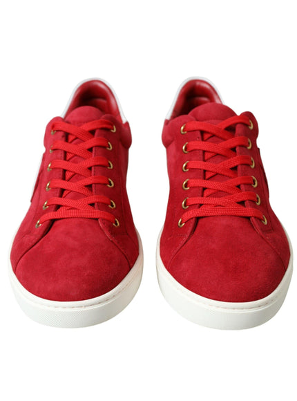 Dolce & Gabbana Red Suede Leather Low Top Sneakers Shoes - Ellie Belle