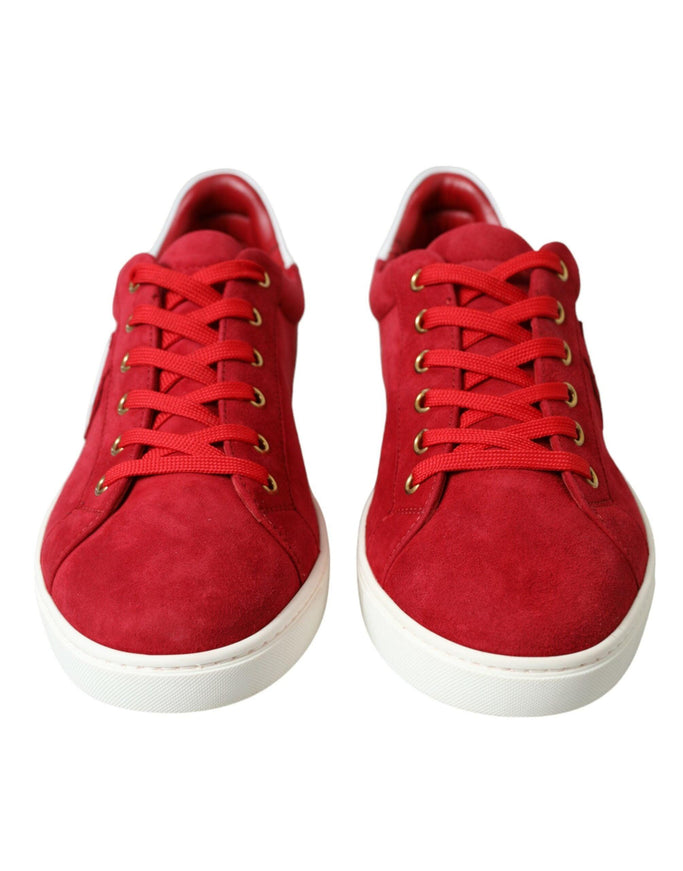 Dolce & Gabbana Red Suede Leather Low Top Sneakers Shoes - Ellie Belle