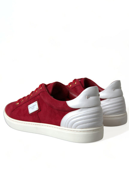 Dolce & Gabbana Red Suede Leather Low Top Sneakers Shoes - Ellie Belle