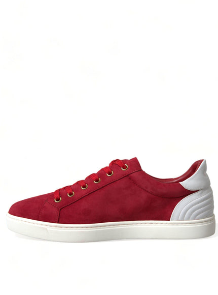 Dolce & Gabbana Red Suede Leather Low Top Sneakers Shoes - Ellie Belle